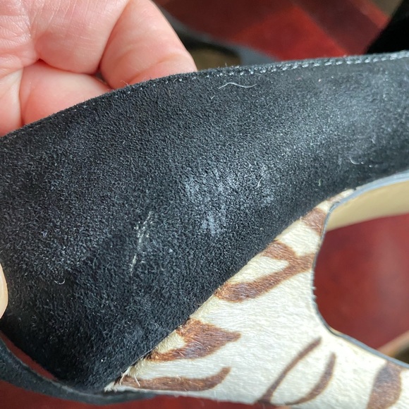 Kate & Mel Black Suede High heels with ankle strap, “zebra” fur, Size 6 - Picture 5 of 7